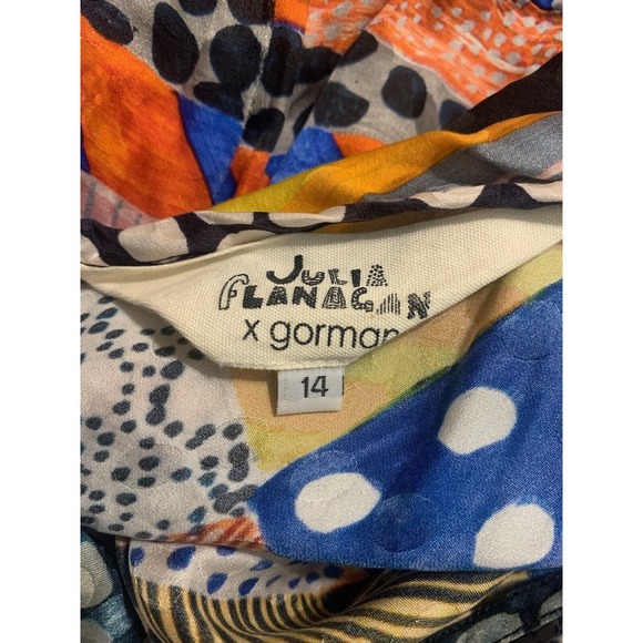 Gorman X Julia Flanagan Silk Blend Multi Printed Jumpsuit 14 Patchwork Crop Dot - Picture 6 of 11